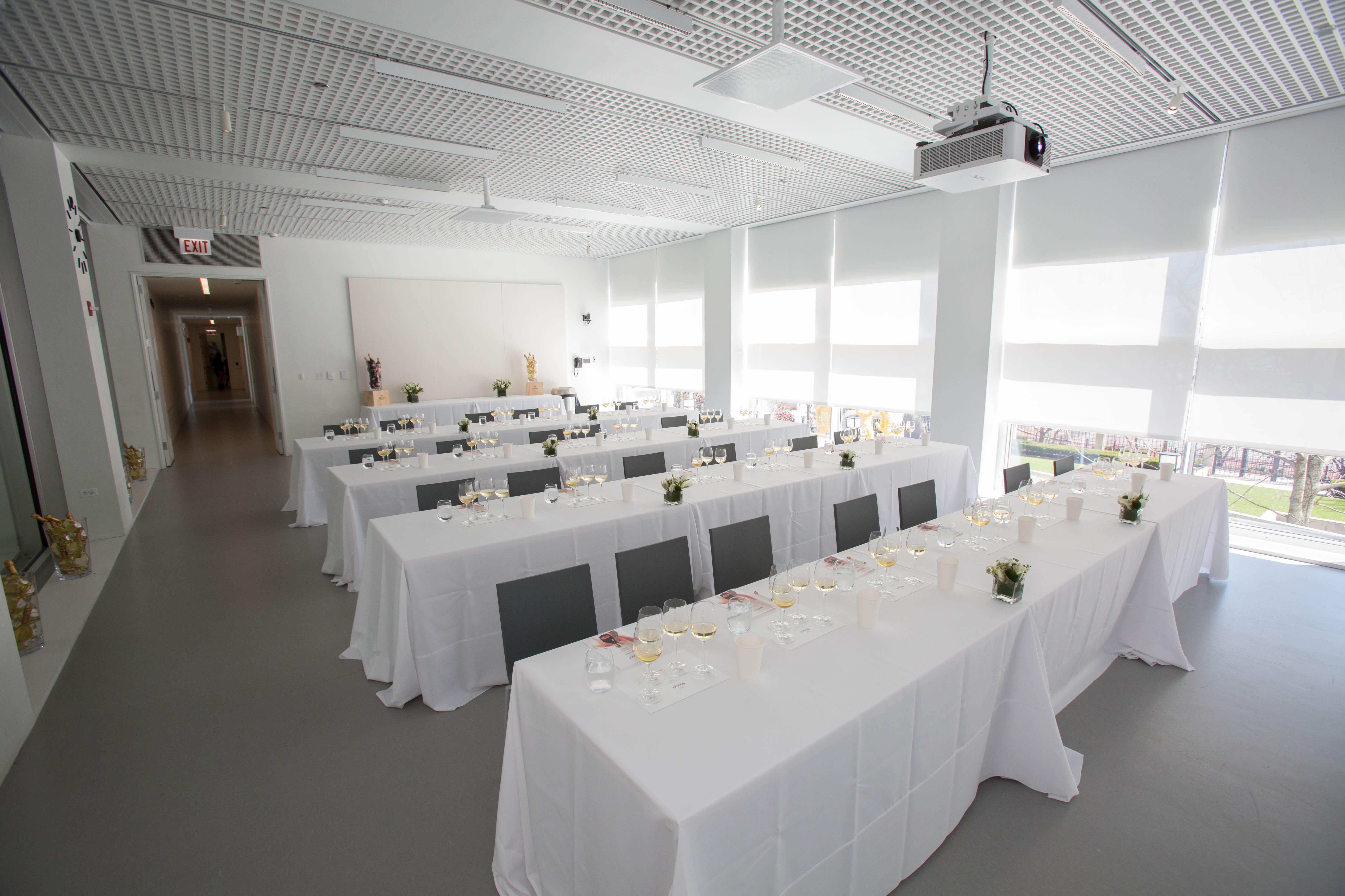 Long tables set in one of the MCA gathering rooms